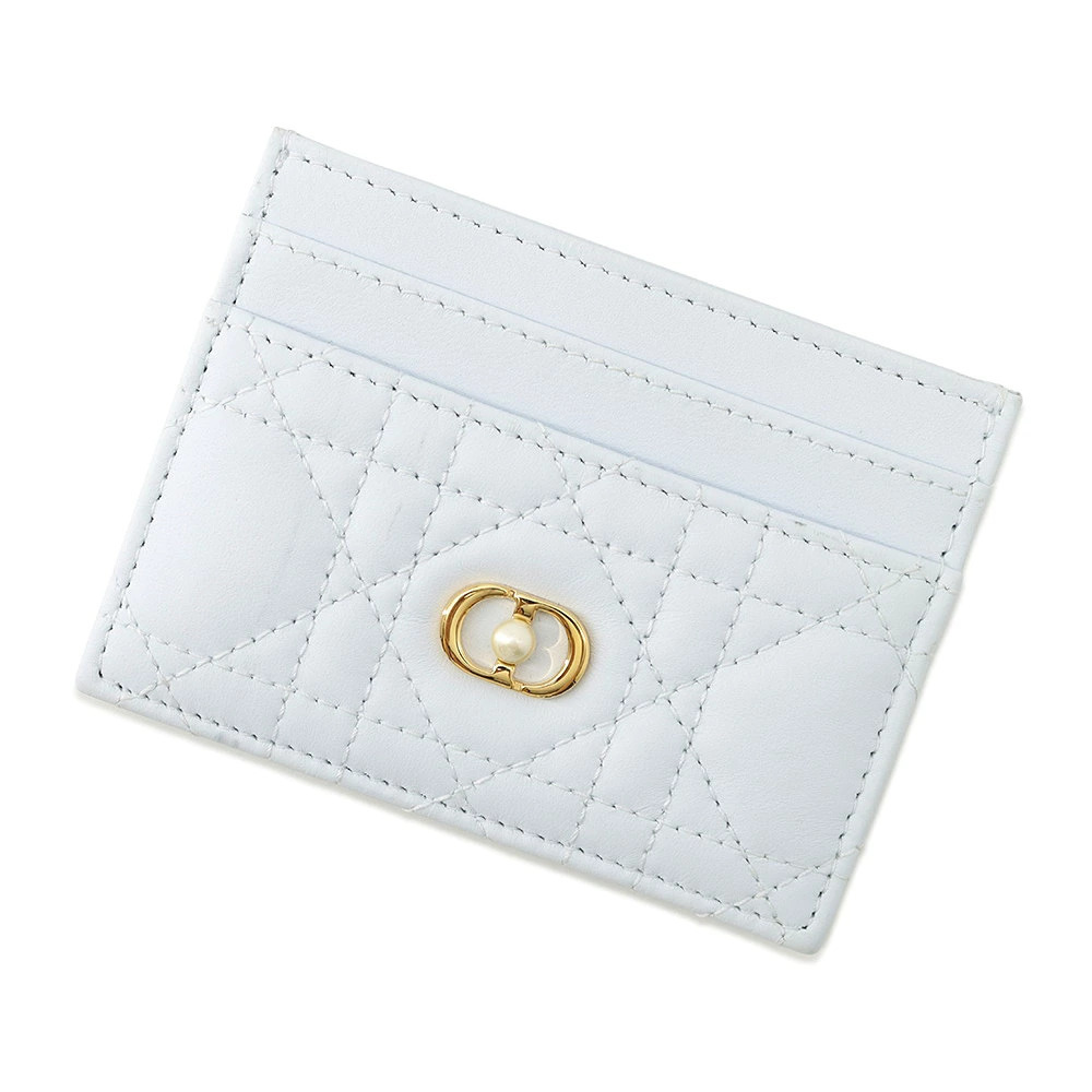 Christian Dior Card Case Wallet Jolie Freesia Lambskin Faux Pearl